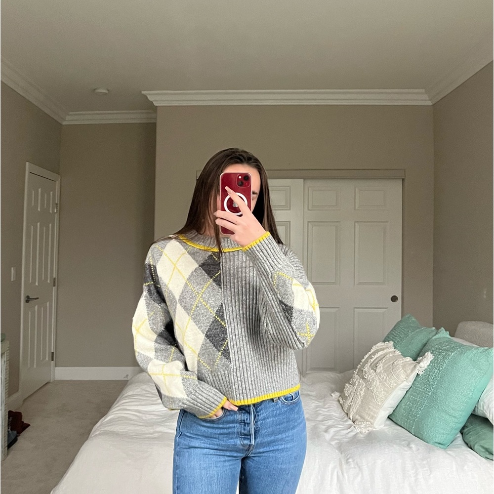 H&M x Pringle of Scotland Grey, Plaid Sweater Size XS